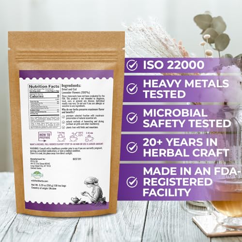 Image of 40 Bags Lavender Herb Lavender Buds Herbal Tea (Lavandula Angustifolia) - 40 Count 1.5g Bags Flowers Dried Tea Flores De Lavanda
