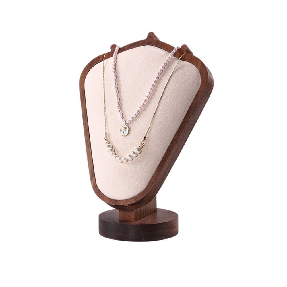 Zeng25liangOu-12 jewellery stand Walnut Necklace Bust Portrait Frame Counter Window Jewelry Display Props Jewelry Store Pendant Jewelry Racks for Display and Storage(Beige)