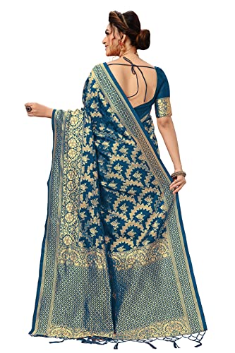 Image of TRENDMALLS Women's Banarasi Silk Saree with Unstitched Blouse Piece
