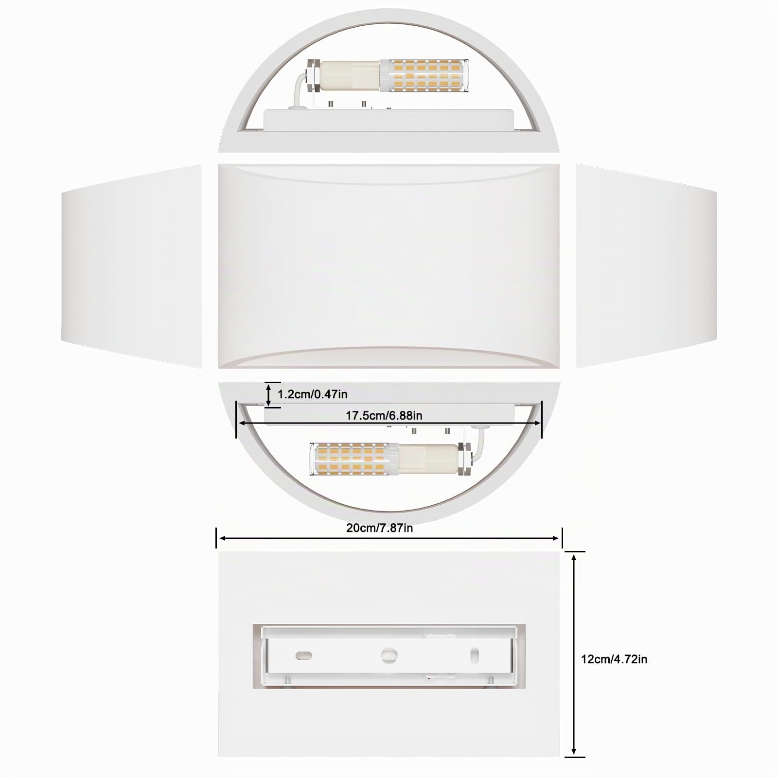 Appliques Murales Interieur, Blanc Lampe Murale LED 7W Blanc Chaud Moderne Applique Murale en Plâtre pour Chambre Maison Couloir Salon (G9 LED ampoule Inclure), Lot de 2