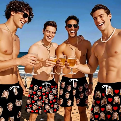 Custom Face Mens Swim Trunks Personalized Swim Shorts Quick Dry Beach Funny Shorts Bathing Suit Gift for Dad Husband 6