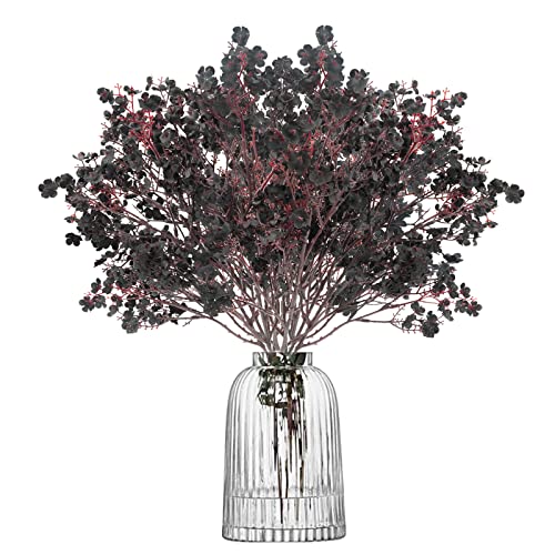 Uieke Babys Breath Fabric Cloth Artificial Flowers 6 Bundles European Fake Silk Flowers Real Touch Faux Artificial Gypsophila Bouquet For Home Diy Wedding Party Halloween Xmas Décor (Black) #TOP22