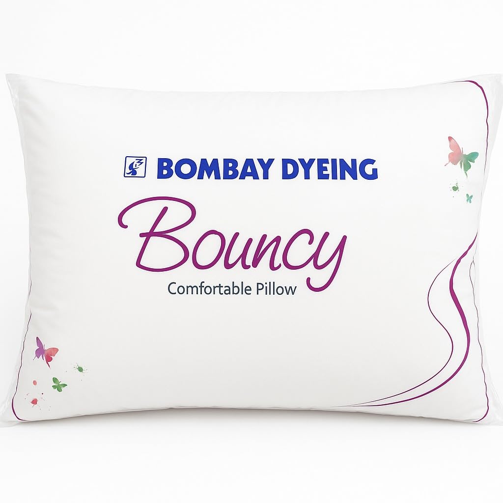Bombay Dyeing Bouncy Soft Micro Fibre Pillows Standard Size for Comfortable Sleep (White, Large)-image-8