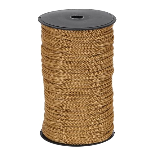 sourcing map Cuerda trenzada de polipropileno de 5 mm, cuerda de nailon hueca de 100 m para tendedero, camping, senderismo, al aire libre, color marrón