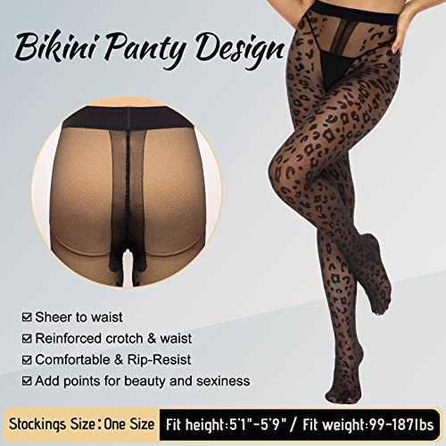 MANZI Women's Sheer Patterned Tights All-Over Polka-Dot Leopard Hearts Stockings 30 Denier Pantyhose Nylons3