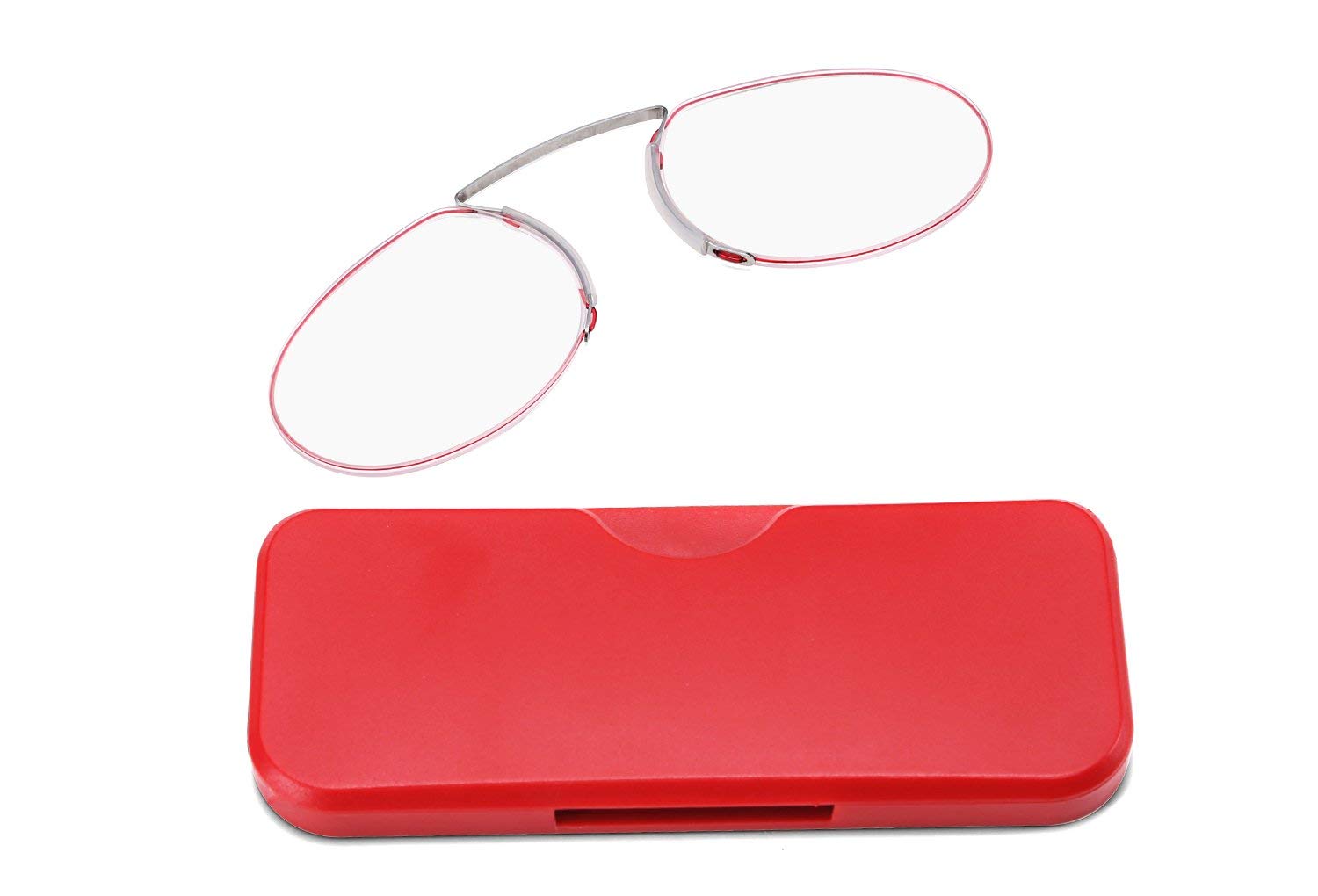 Abrazadera Nariz Descansando Pellizcar Gafas de Lectura para Hombres y Mujeres - Gafas de Lectura sin Brazo con Estuche - Lectores portátiles,Black,+2.50