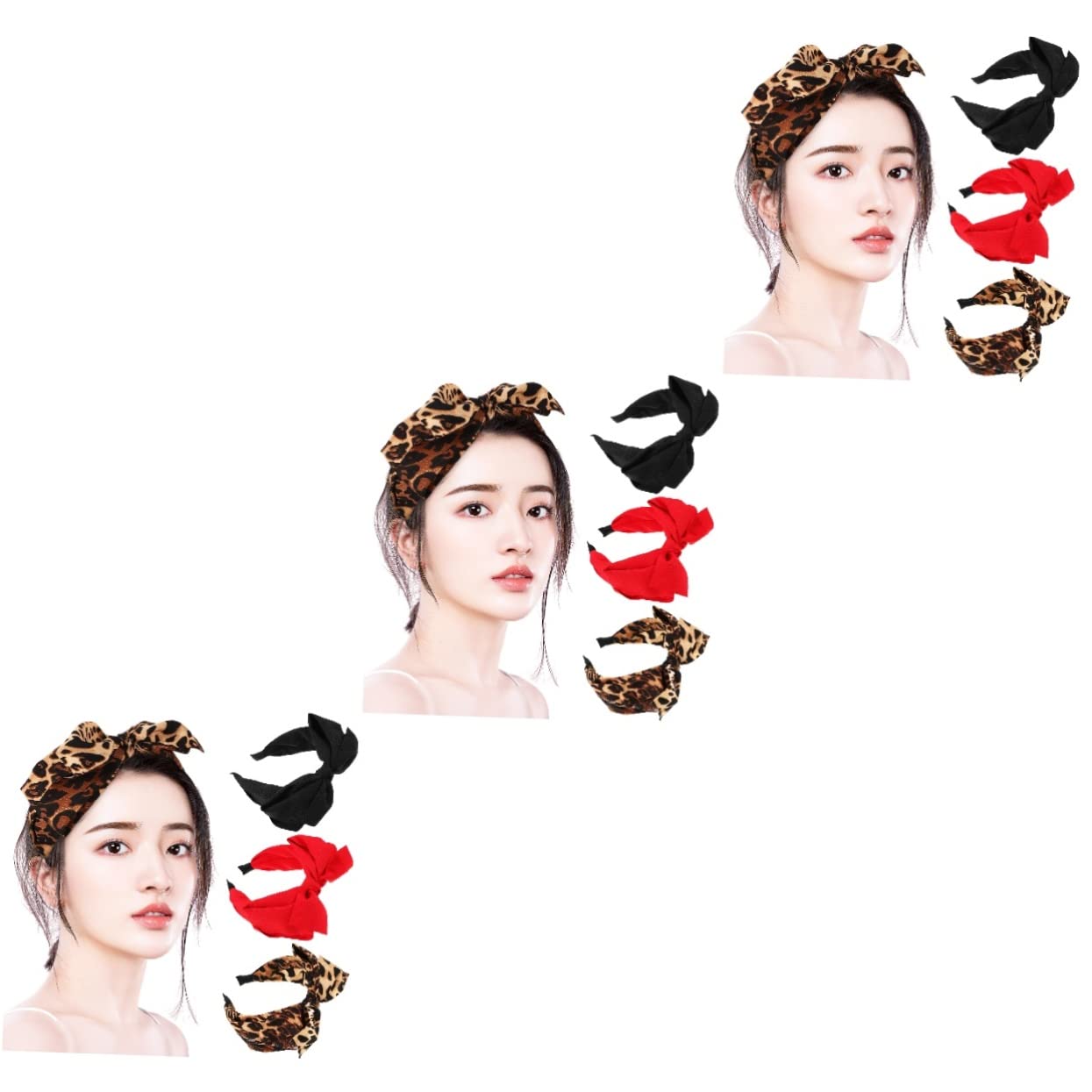 Didiseaon 9 Piezas diadema con lazo diademas anudadas para niñas accesorios para el cabello rojo tiara diadema de rendimiento decoración del pelo del partido corbata de moño