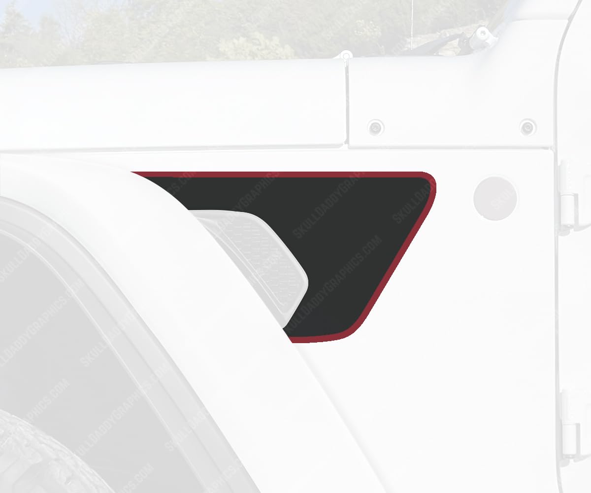 Skull Daddy Graphics Solid Fender Vent Decals Compatible with fit Jeep Wrangler Gladiator Rubicon JL JT 2018-2026 (Matte Black/Rubi Red)