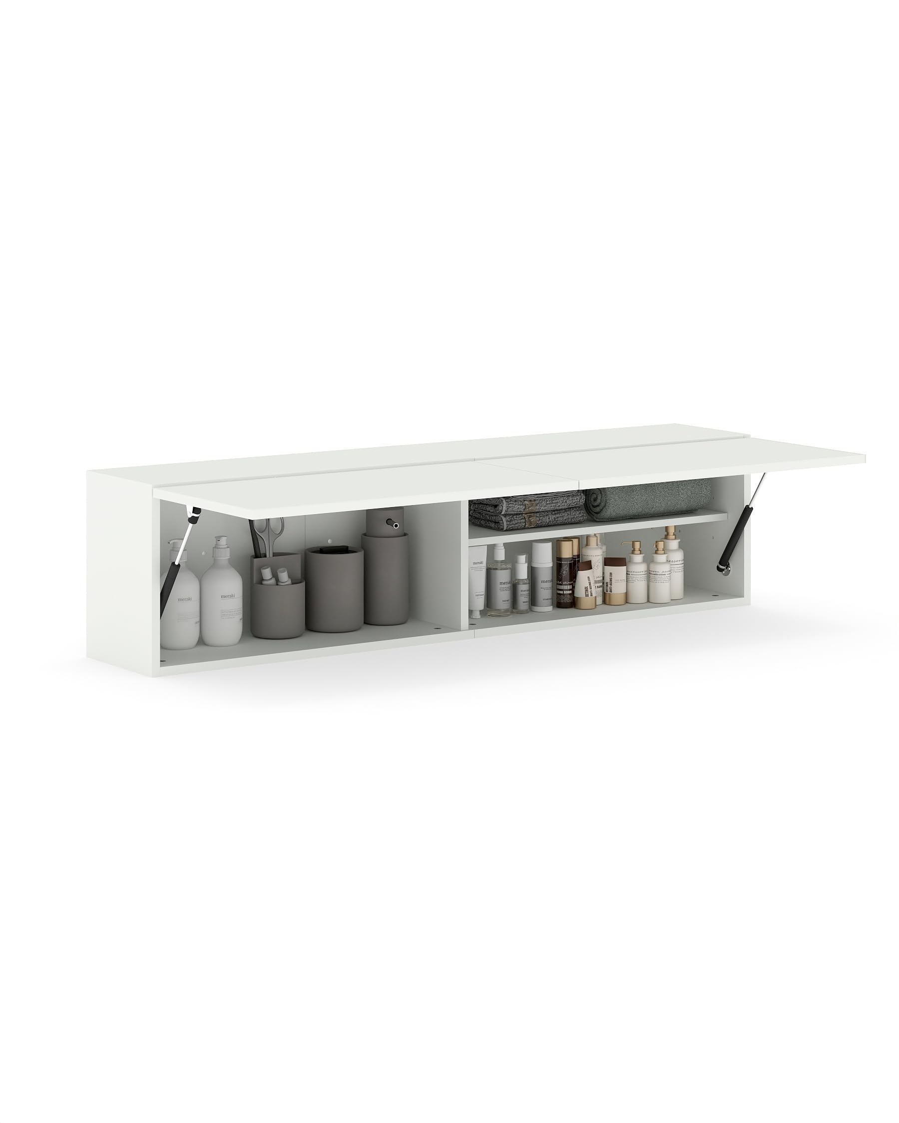 Armario de baño colgante, 120 x 23 x 30 cm, armario de baño con elevador, armario colgante de cocina blanco, armario colgante de gran volumen