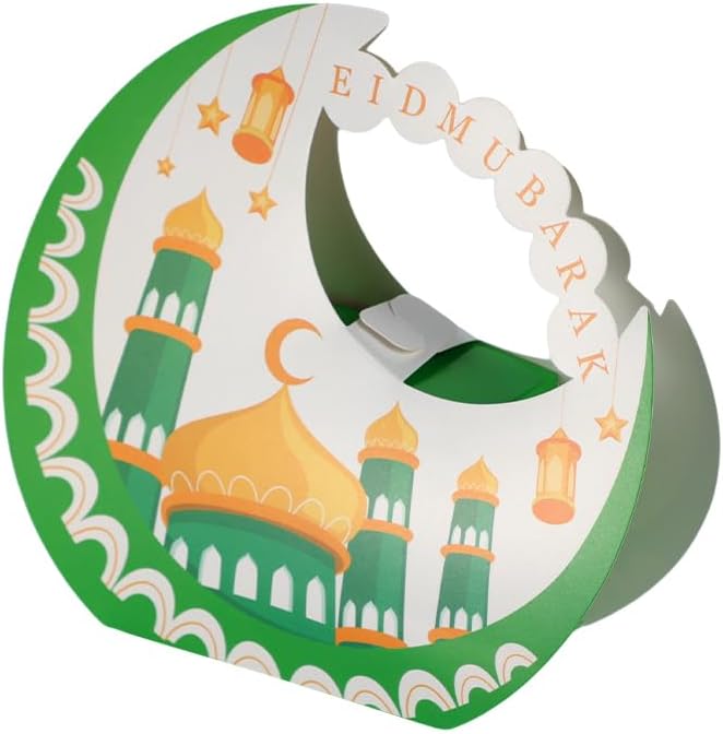 10Pcs Eid Mubarak Muslim Candy Boxes Moon Gifts Boxes Ramadan Muslim Party Decoration New Year Gifts Boxes Eid Mubarak Decorations