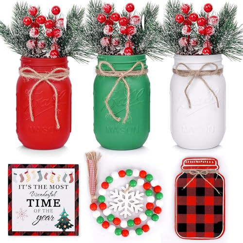 Christmas Centerpiece, Christmas Decor Mason Jars, Centerpiece Table Decorations, Christmas