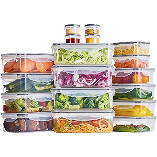 Syntus Food Storage Containers Set, 18 Pack 12.8L Large Storage Plastic Airtight Food Container with 18 Lids for Kitchen & Pantry Organization