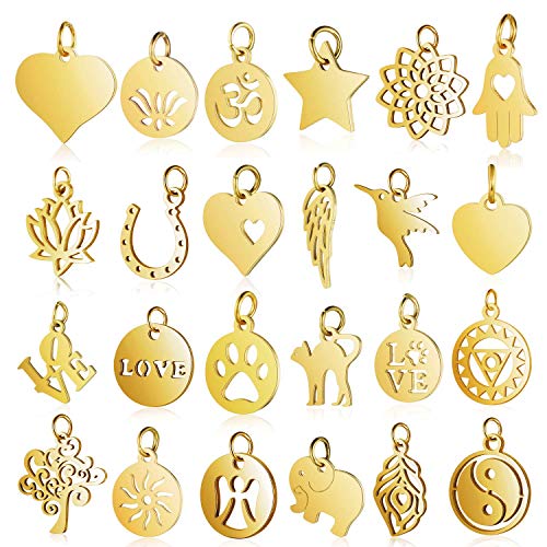 Breloques en acier inoxydable pendentif fleur cœur oiseau fabrication bijoux