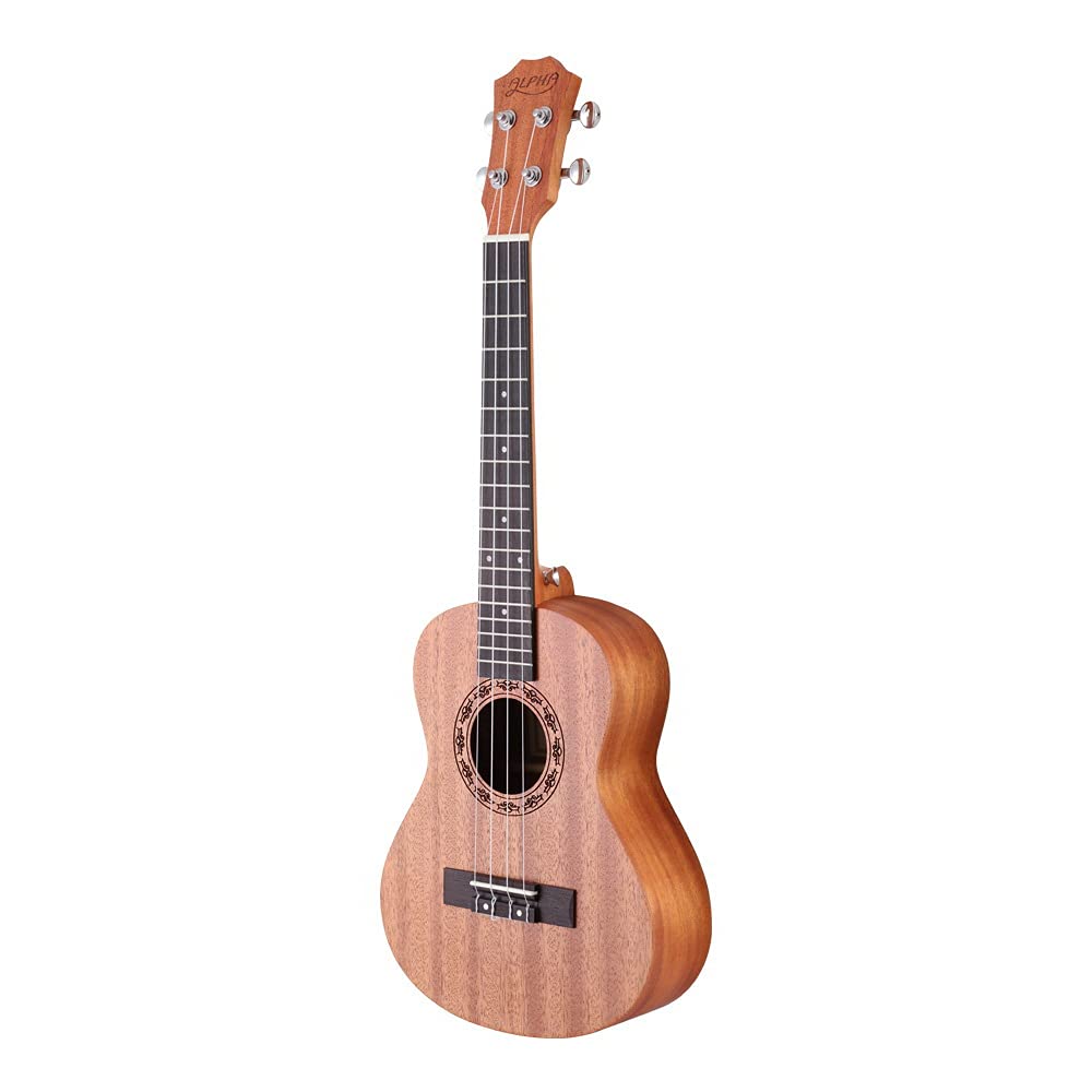 Ukulele 26 Inch Ukulele with Tuner Strap Extra Strings Picks ALPHA - Natural