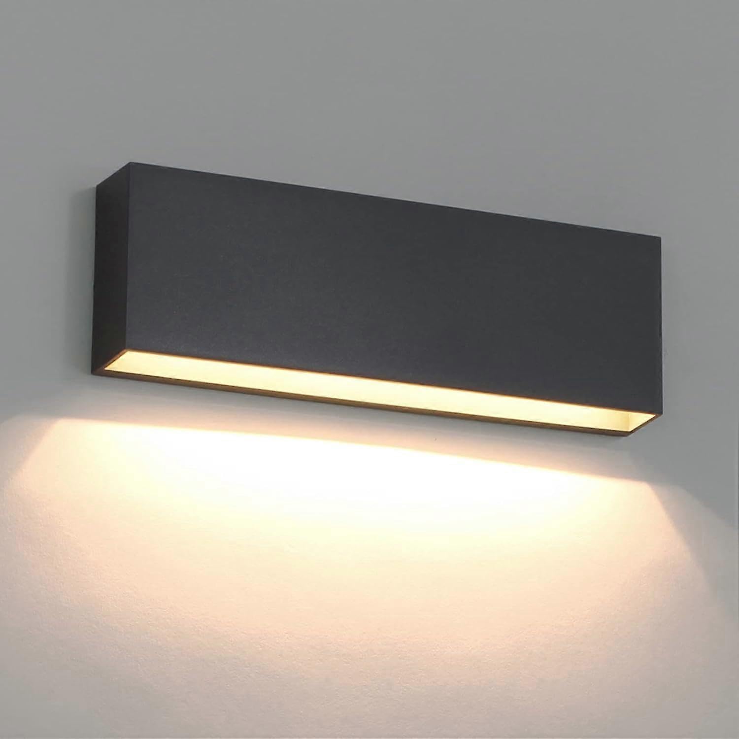 Joyhappst Image Color 18W Led Wall Light Outdoor Dark Gray, Ip65 Weatherproof Wall Light, 3000K Warm White Exterior Modern Outdoor Wall Lamp Terrace Backyard, Plastic-30Cm