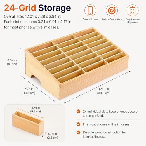Casier pour téléphone portable en bois pour libérer l'espace de travail - 4
