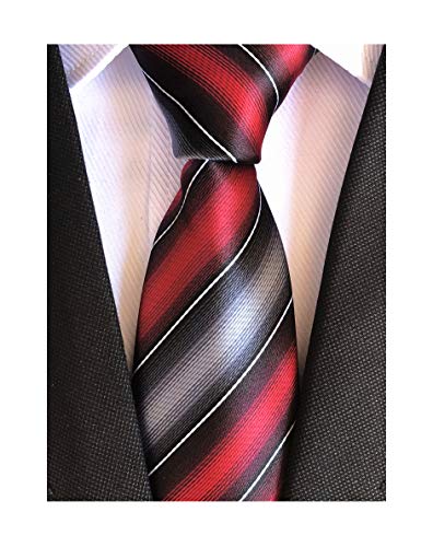 Image of Elfeves Men's Modern Striped Patterned Formal Ties College Daily Woven Neckties