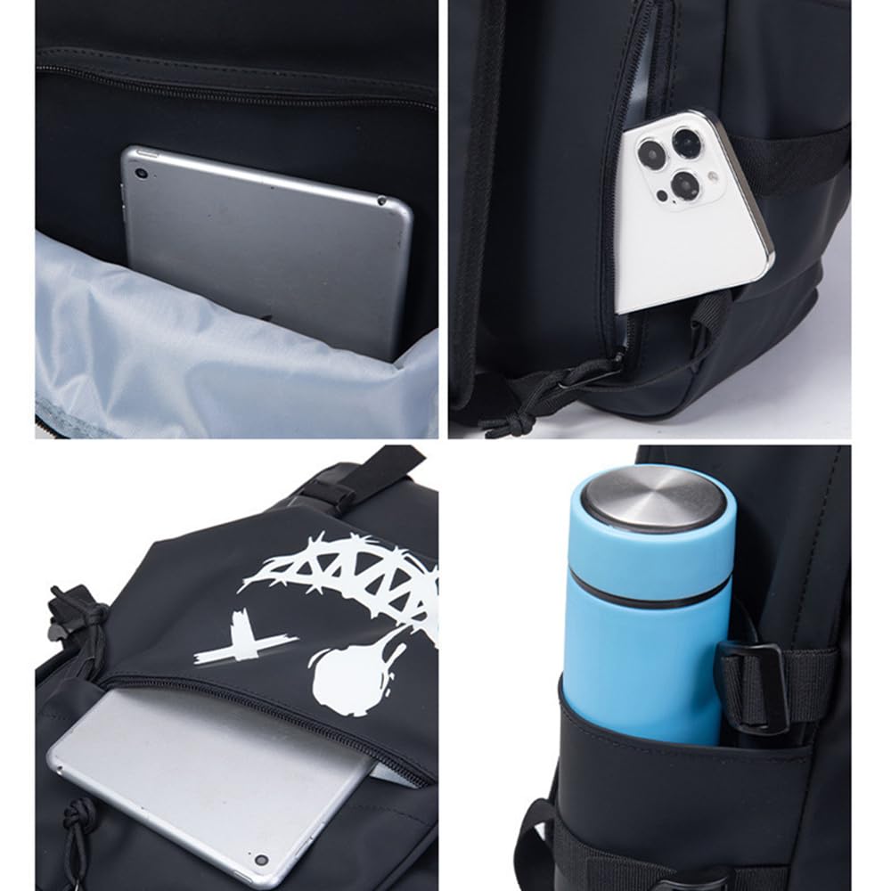 XINYASEE Sac à Dos Scolaire Lumineux pour Homme et Femme, Garçon, Ado - Sac d'École Cool pour Ordinateur Portable - Noir