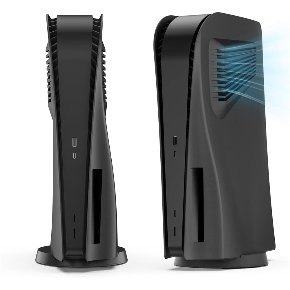 PS5 Cover Plates for PS5 Console, PS5 Face Plates with Hard Shell Protective Panels for PS5, Anti-Scratch Waterproof Replacement FacePlate Cover for PlayStation 5 Console Disc Edition (Black)