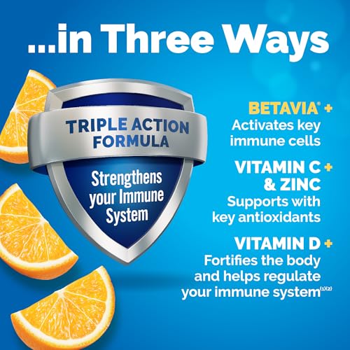 Image of Emergen-C Immune+ Triple Action Immune Support Powder, BetaVia (R), 1000mg Vitamin C, B Vitamins, Vitamin D and Antioxidants, Super Orange, Back to School Essentials - 50 Count, Pack of 6