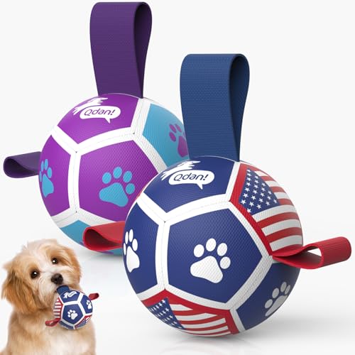 Image of QDAN 2 Pack Small Dog Toys, Puppy Balls, Dog Balls with Straps for Small Breed, Soccer Ball for Dogs, Puppy Toys, Dog Birthday Gift (3.5 Inch)