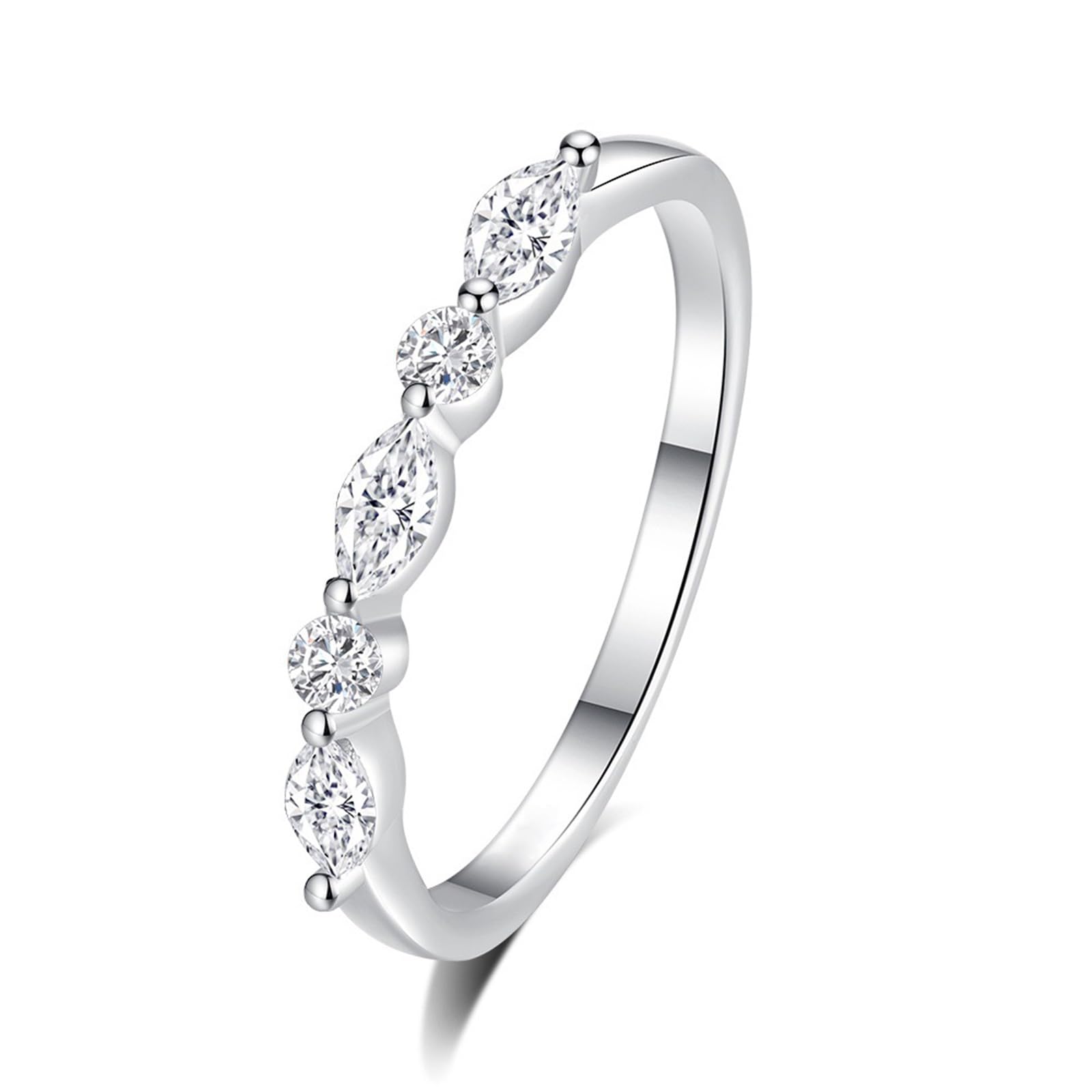 Anillos para mujer, oro auténtico, media eternidad, alianzas de boda, oro blanco, anillo de boda con diamante cultivado en laboratorio
