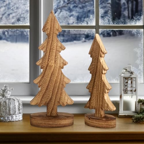 Bseical 2 Stück Weihnachtsdeko Holz, Mini Weihnachtsbaum,...