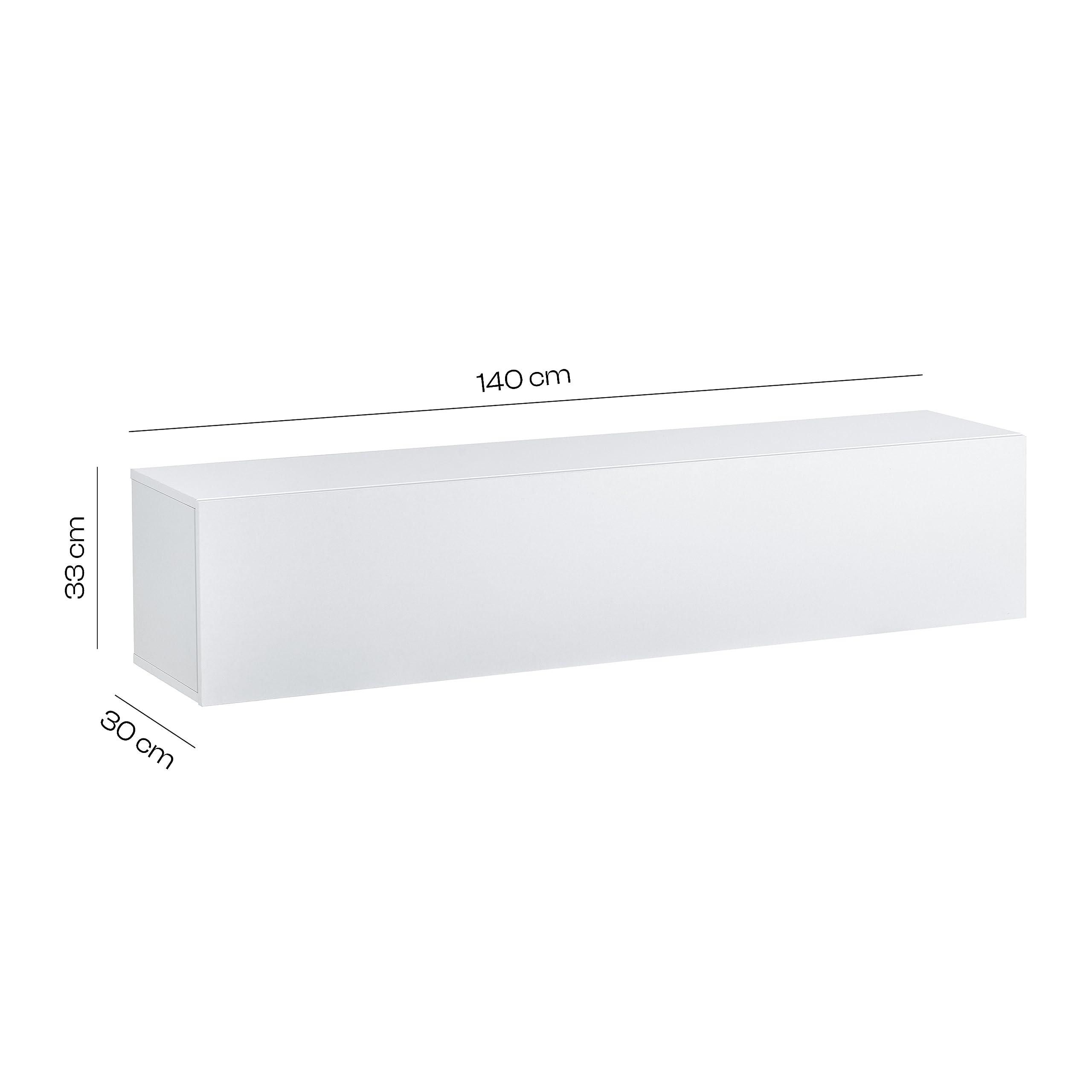 Baroni Home Mobile per Tv Sospeso con 3 Cassetti, Foro per Passaggio Cavi in MDF, Consolle Porta TV per Camera da Letto, Salotto, Cucina, Bianco, 140x33x30 cm