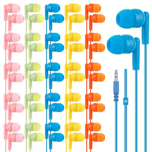 CNSZSLZ 50 Pack Bulk Earbuds for Kids School Classroom Students Wired 3.5mm