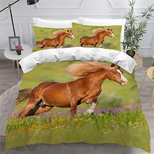 Cheval housse de couette 220x240 en microfibre premium ultra douce imprimée 3D