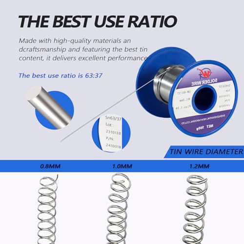 Image of 1.2mm 100g Solder Wire - High-Strength 63 /37 Tin-Lead Solder with 183℃ Low Melting Point for Electronics, Mechanical, Automotive, and Communications Industries