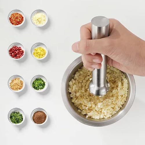 Coledre Stainless Steel Mortar And Pestle, Pill Crusher, Spice Crusher, Non-Slip Base Grinding Herb Spice, Kitchen Spice Herb Pesto Crusher (One-Piece Large) #TOP1