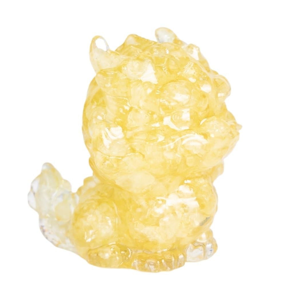 HUFFA Natural Crystal Resin Tabletop Decoration with Auspicious Animal Figurines(Lemonyellow)