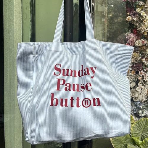 Pocadri Casual Canvas Tote Purse Women Large Shoulder Bag Striped Handbag Simple Design Satchel Commuting Shopping4