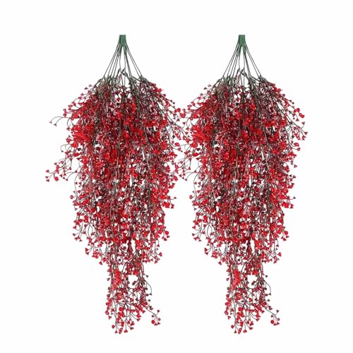 Generisch 2026 Piante sospese verde fucsia per matrimoni, interni (2 pezzi) (rosso, taglia unica)