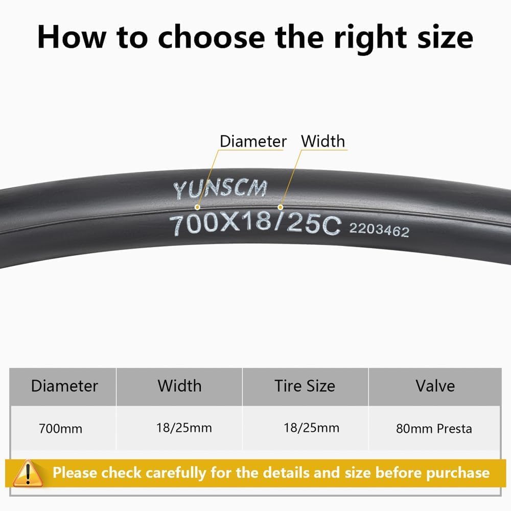 700C Heavy Duty Bike Tubes 700x18C/23C/25C FV80 Presta Valve (18/25-622) 700C Bicycle Inner Tubes Compatible with 700 x 18C 700x23C 700x25C Bike Tire Tubes 2-PCS
