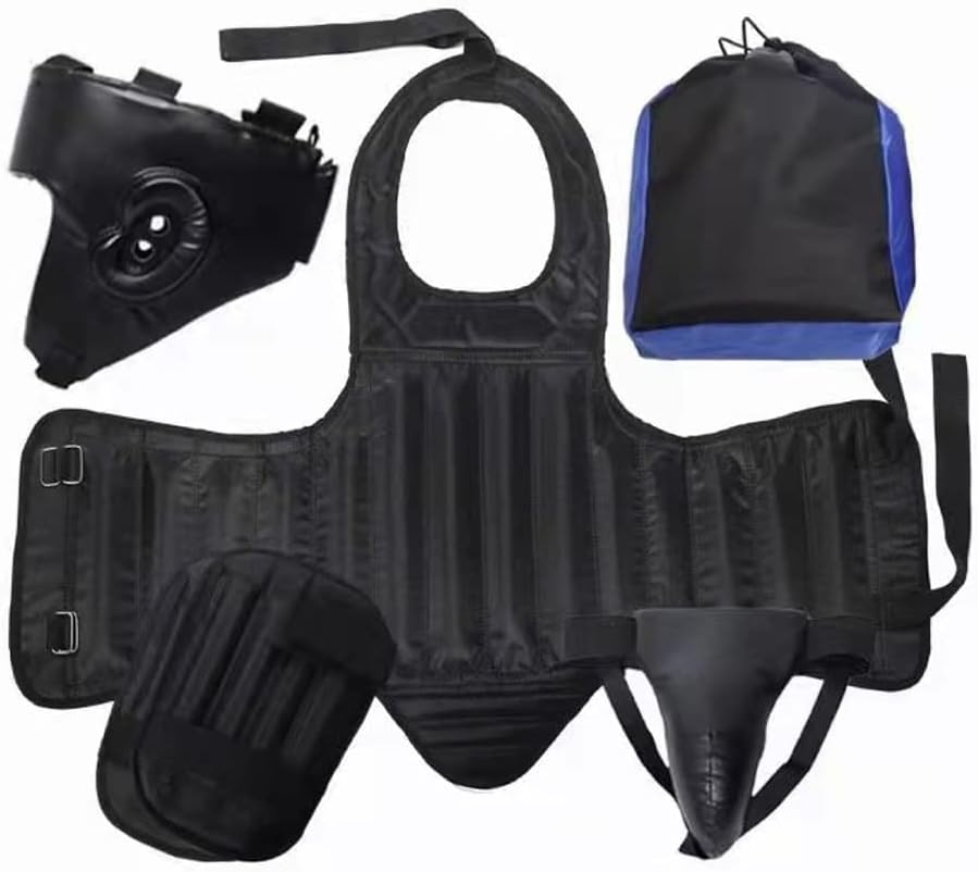 Sparring Gear Set Double Layer Thickening Sparring Gear Set,Martial Arts Protector Equipments,Sanda Kickboxing Kit 5 Pcs Set,for Man