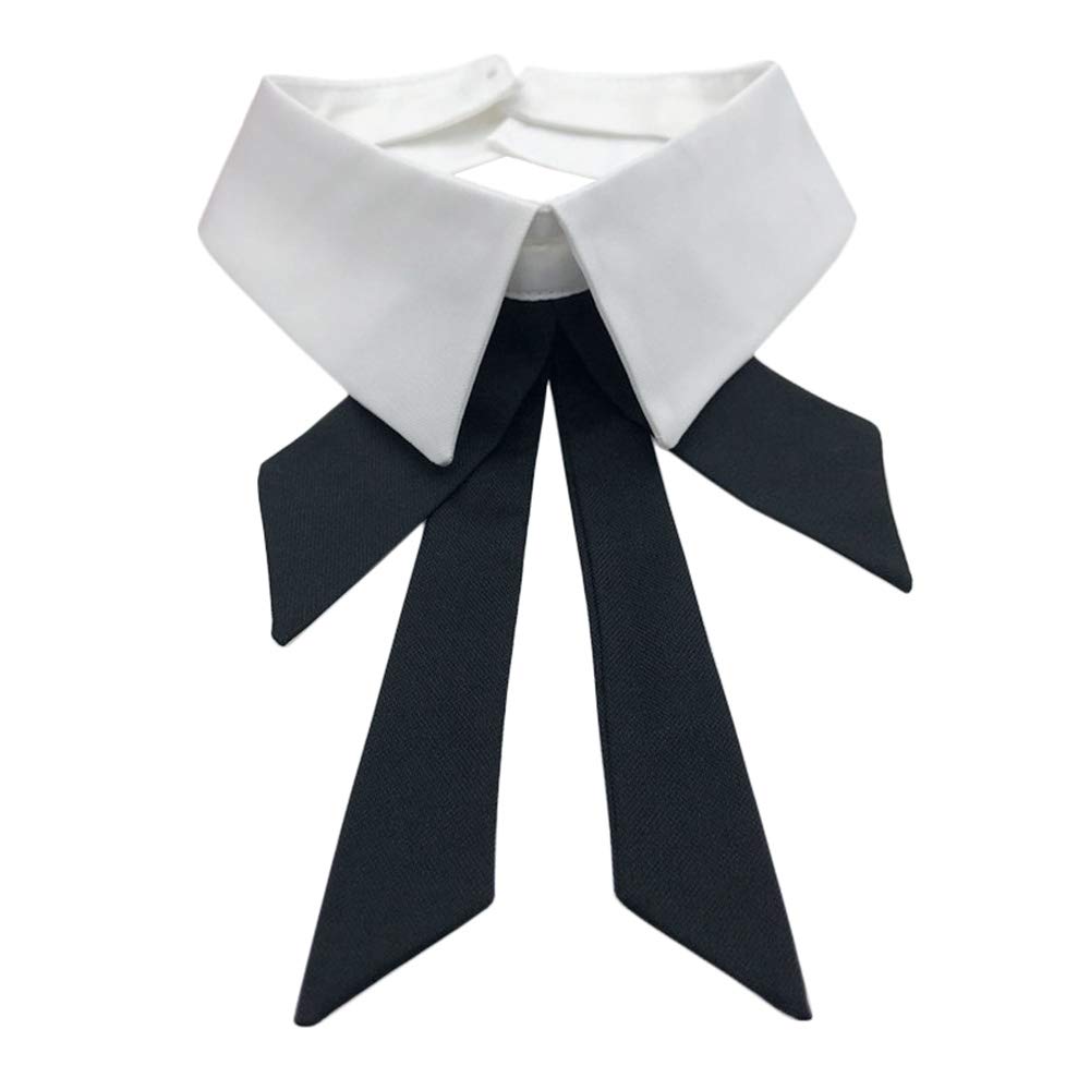 Retzjorv Women's White Vpang Detachable Fake Collar Lapel Plaid Blouse False Collar Choker Peter Pan Necklace Neck Bow Tie - Medium