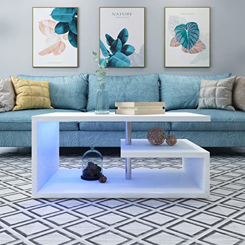 Buy Mobirex LED Coffee Table, Modern High Gloss Sofa Side Table with