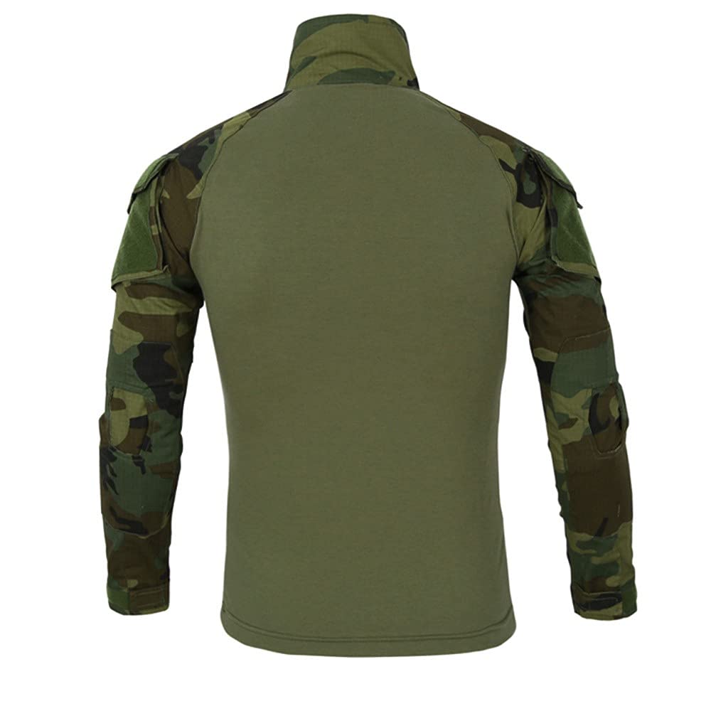 Maglietta militare da uomo, maglietta tattica, slim fit, a maniche lunghe, mimetica, per paintball, softair, militare, uniforme