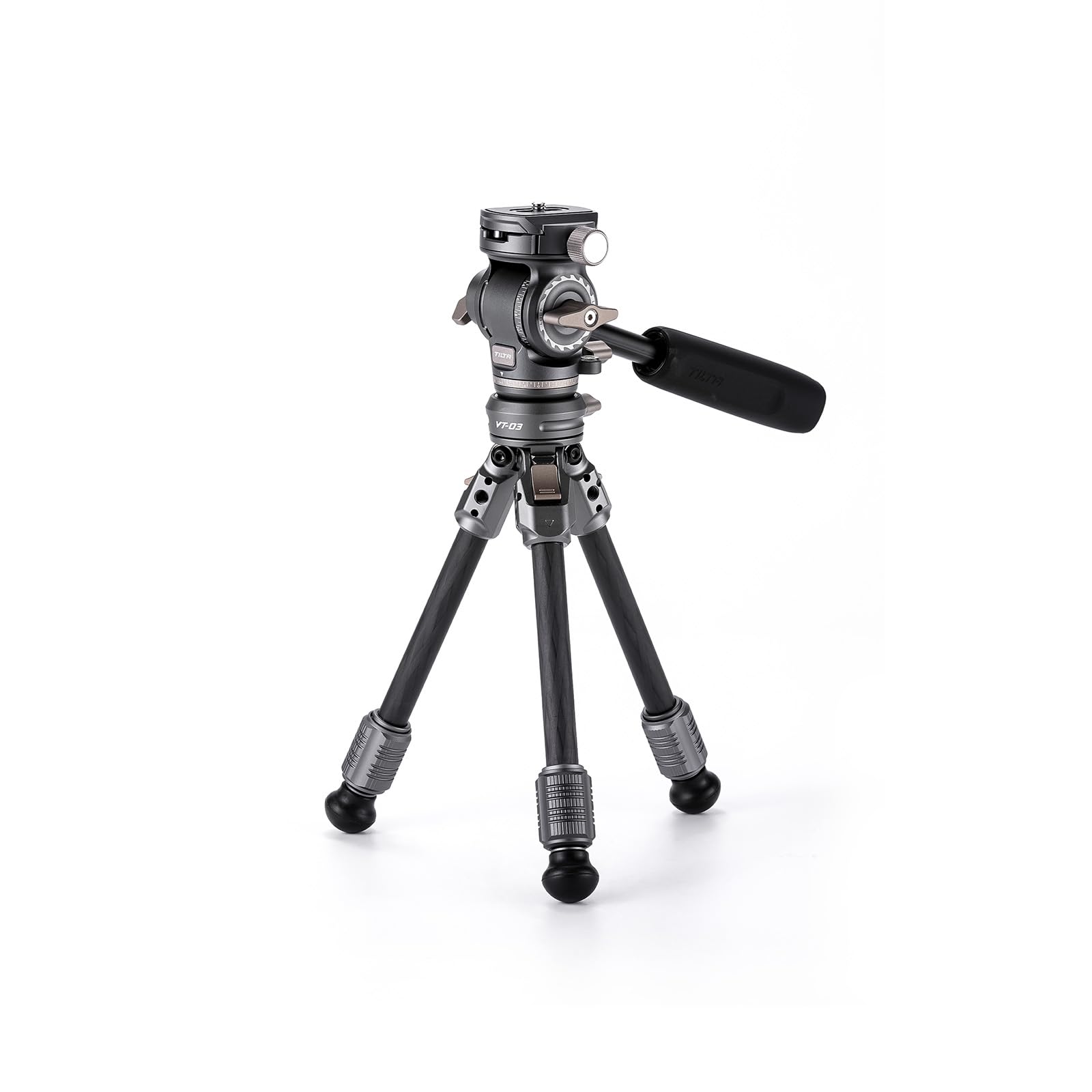 Tilta VT03 Tabletop Video Fluid Head with 1-Stage Carbon Fiber Tripod Legs (3KG) (Space Gray)