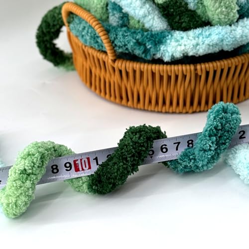 Image of 8 Jumbo Packs Chunky Chenille Yarn for Crocheting, 31.7 yds, 8 oz Each Skein Bulky Thick Fluffy Yarn for Knitting, Super Bulky Chunky Yarn for Hand Knitting Blanket, Soft Plush - Muti Green
