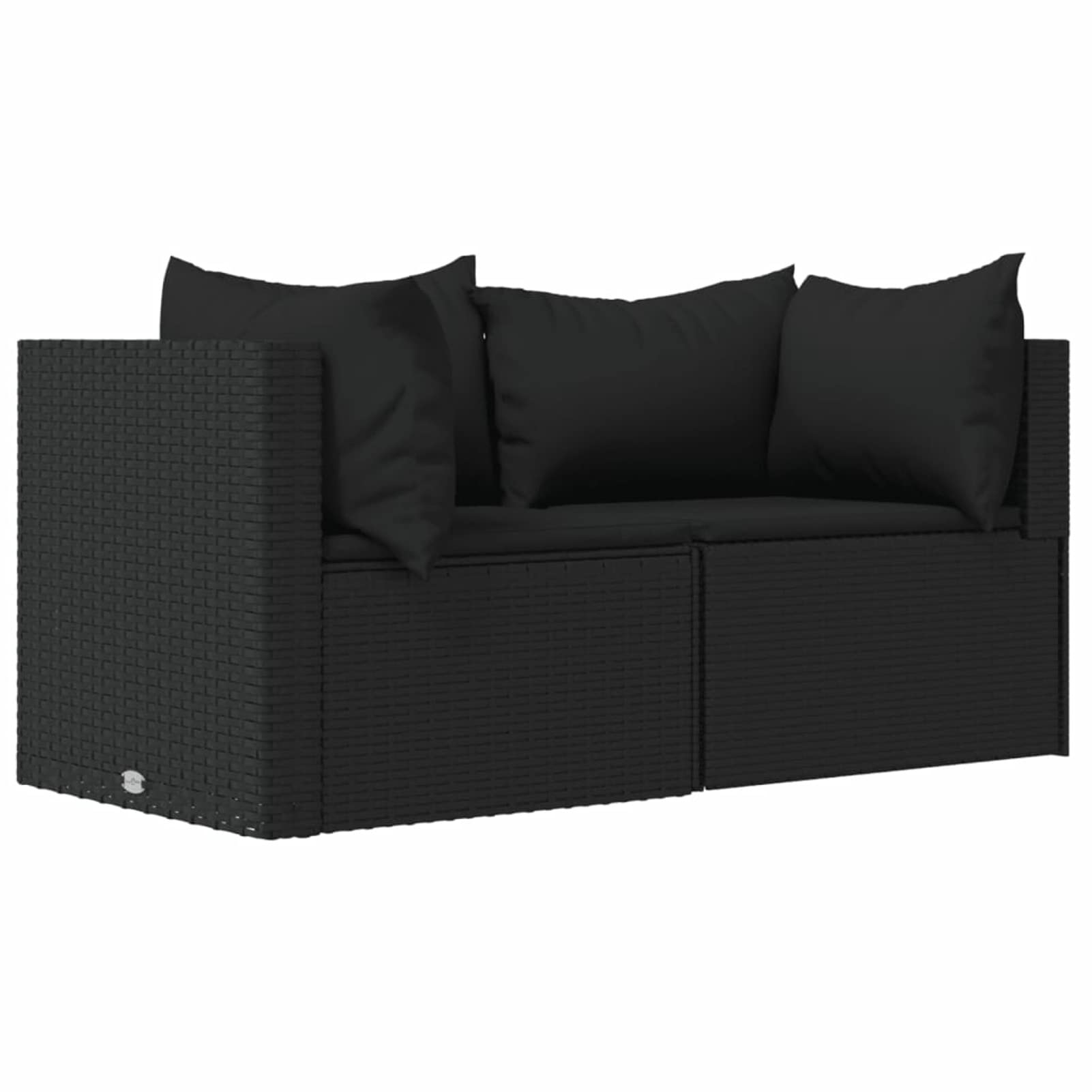 319779 Set Divani da Giardino 3 pz con Cuscini Nero in Polyrattan Testata in Legno,Testata Letto Matrimoniale Muebles Dormitorio Spalliera Letto Testiere per Letto Matrimoniale