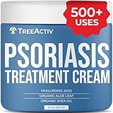 TreeActiv Psoriasis Treatment Cream | Vitamin E & Hyaluronic Acid Moisturizer for Face, Hands, Scalp, Leg, Feet, Butt, & Body | Soothing Itch Relief Lotion for Rashes, Scales, & Dry Skin | 500+ Uses
