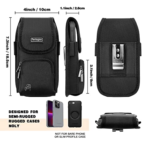 Perilogics PH15B673507 Nylon Cell Phone Holster Compatible With Iphone 16 Plus, 16 Pro Max, Iphone 15 Plus, 15 Pro Max, Iphone 14 Pro Max With Rugged Phone Case. Belt Clip Pouch thumb #3