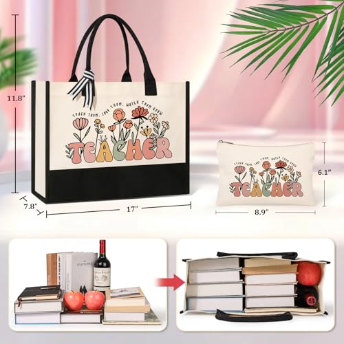 Canvas Tote Bag Makeup Bag for Women - Personalized Teacher Appreciation Gifts2