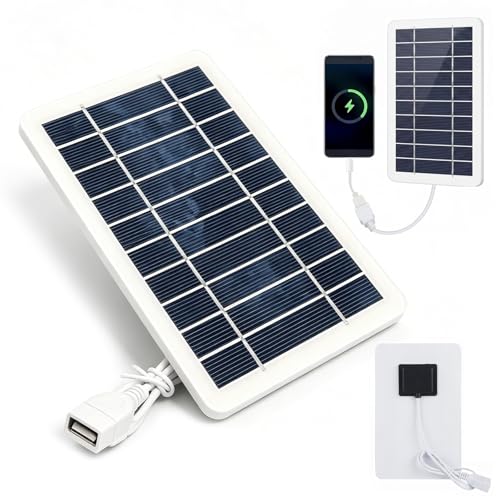 Cloxtralon Panneau Solaire Portable 5V avec Port USB, Chargeur Solaire Plug and Play Étanche IP65 pour Randonnée, Camping et Activités Extérieures, Cadre...