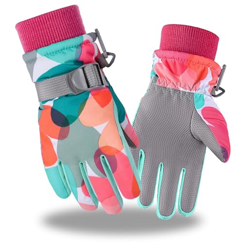 Tofern Niños Guantes de Invierno para Hombres Mujeres Cálidos y Lindos Guantes de Nieve Snowboard Ciclismo al Aire Libre Ciclismo Esquí de Montaña, 4-9 Años