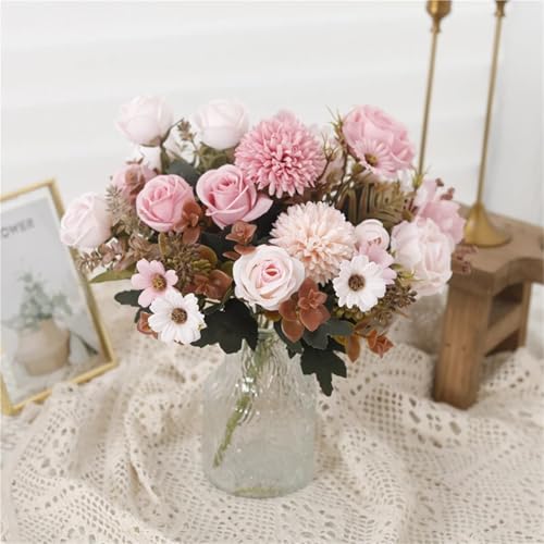 Ramo de rosas de seda artificiales decorativas con acabado realista 5