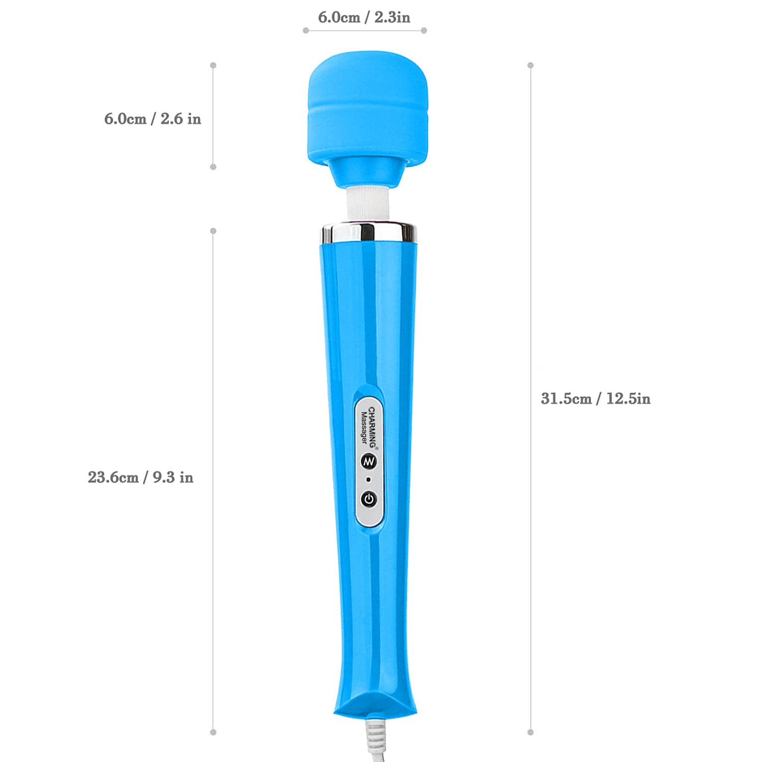 CHARMING Wired Powerful Handheld Massager with Strong 10 Vibrations Back Massage, Personal Therapy Massager for Sports Recovery, Muscle Aches, Full Body Pain ()